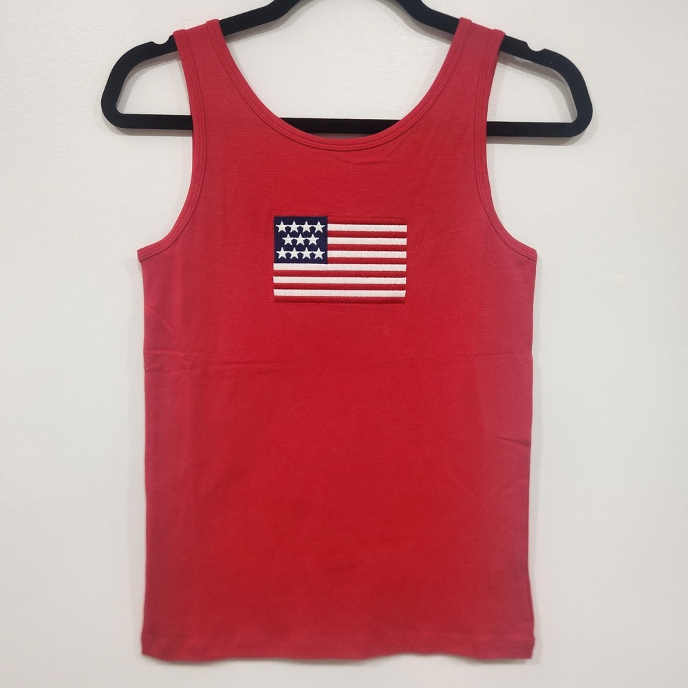Women's L Zenana Tank Embroidered American‎ Flag NWT